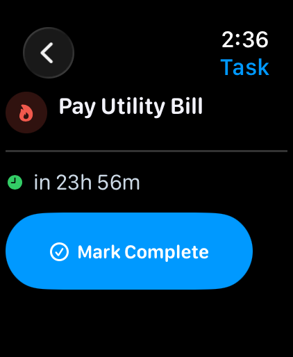 Mementome on Apple Watch — mark complete